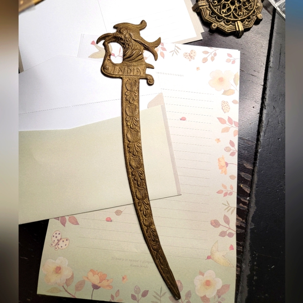 Hand Crafted INDIA Brass Letter Opener 9" Length